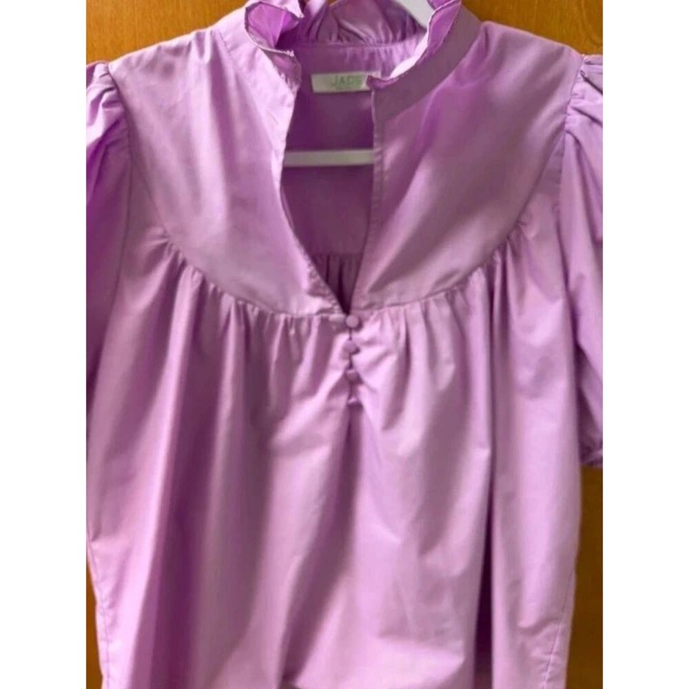 Jade by Jane Lavender Purple Puff Sleeve Babydoll Blouse Women’s Top